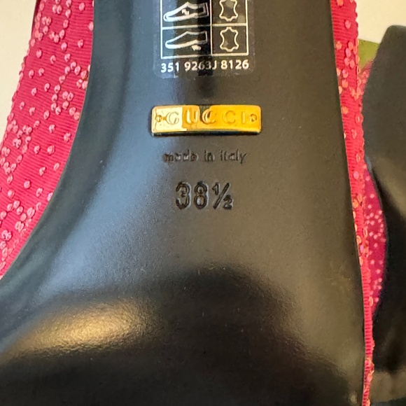 size 38.5G - Gucci GG Crystal 75mm Heeled Sandal Cherry Red slide - Picture 5 of 8